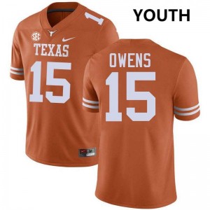 Youth Trey Owens Texas Orange Texas Longhorns #15 Football NCAA Jersey 300463-264