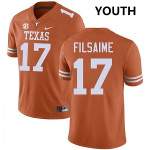 Youth Xavier Filsaime Texas Orange Texas Longhorns #17 Football Game Jersey 364095-303