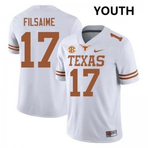 Youth Xavier Filsaime White Texas Longhorns #17 Football 2025 Jersey 368750-107
