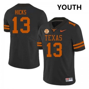 Youth Zelus Hicks Black Texas Longhorns #13 Football 2025 Jersey 412539-108