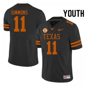 Youth Colin Simmons Black Texas Longhorns #11 SEC Conference Player Jersey 681801-836