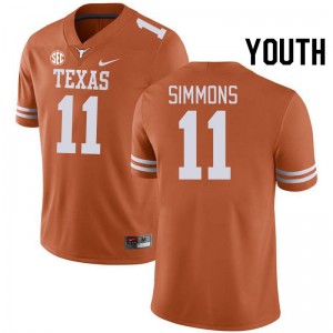 Youth Colin Simmons Texas Orange Texas Longhorns #11 SEC Conference Replica Jersey 838890-483