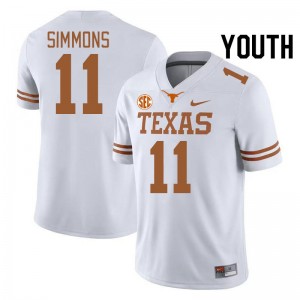 Youth Colin Simmons White Texas Longhorns #11 SEC Conference High School Jersey 565960-671
