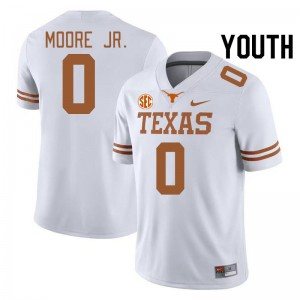 Youth DeAndre Moore Jr. White Texas Longhorns #0 SEC Conference High School Jersey 415970-633