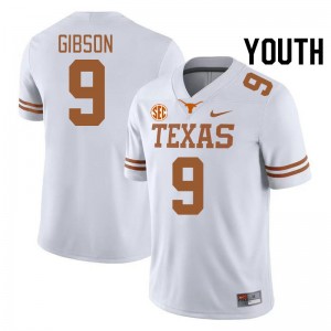 Youth Jerrick Gibson White Texas Longhorns #9 SEC Conference Alumni Jersey 672304-631