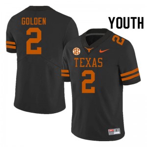 Youth Matthew Golden Black Texas Longhorns #2 SEC Conference Stitched Jersey 246282-300