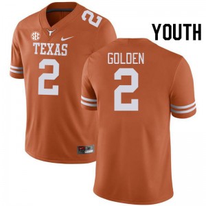 Youth Matthew Golden Texas Orange Texas Longhorns #2 SEC Conference Embroidery Jersey 654396-426