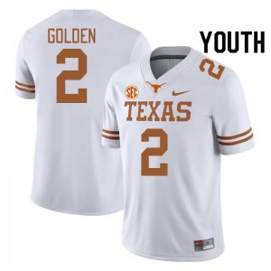 Youth Matthew Golden White Texas Longhorns #2 SEC Conference Replica Jersey 275595-809